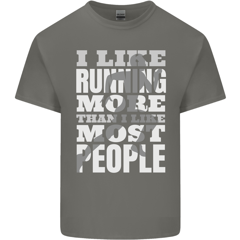 I Like Running Cross Country Marathon Runner Mens Cotton T-Shirt Tee Top Charcoal
