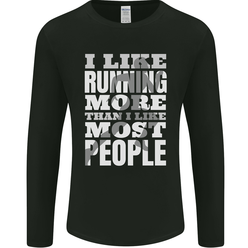I Like Running Cross Country Marathon Runner Mens Long Sleeve T-Shirt Black