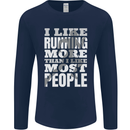 I Like Running Cross Country Marathon Runner Mens Long Sleeve T-Shirt Navy Blue