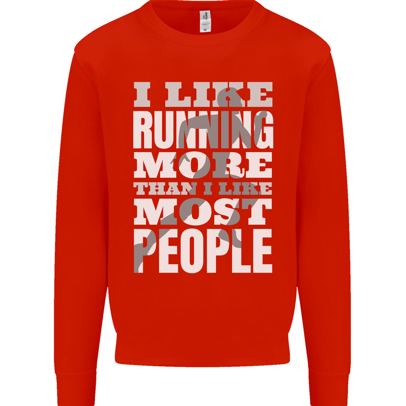I Like Running Cross Country Marathon Runner Mens Sweatshirt Jumper Bright Red