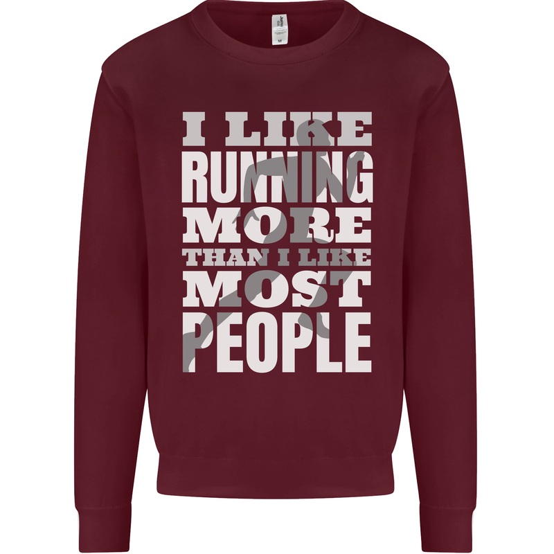 I Like Running Cross Country Marathon Runner Mens Sweatshirt Jumper Maroon
