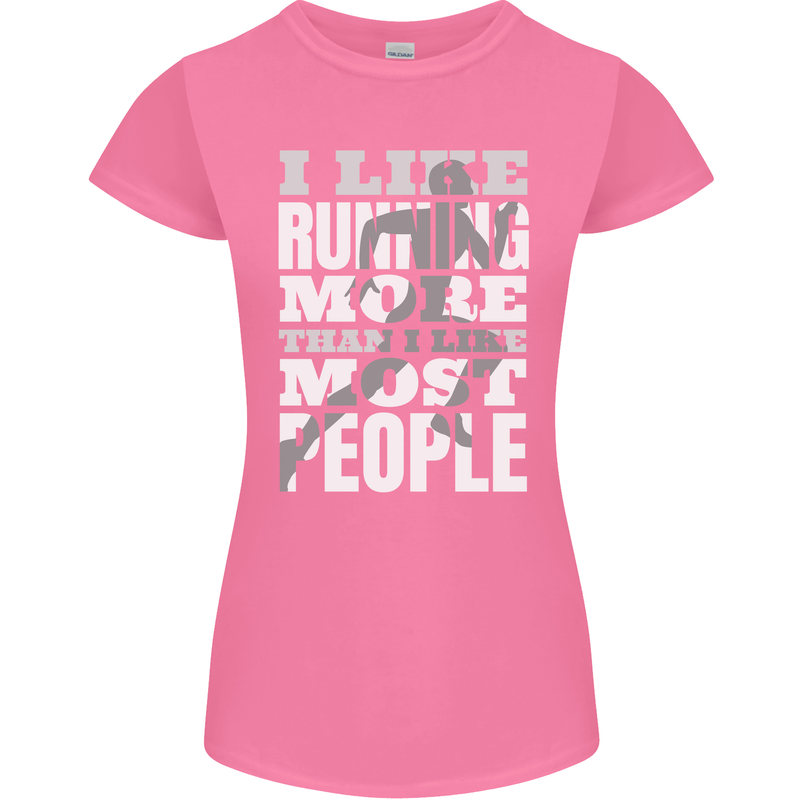 I Like Running Cross Country Marathon Runner Womens Petite Cut T-Shirt Azalea