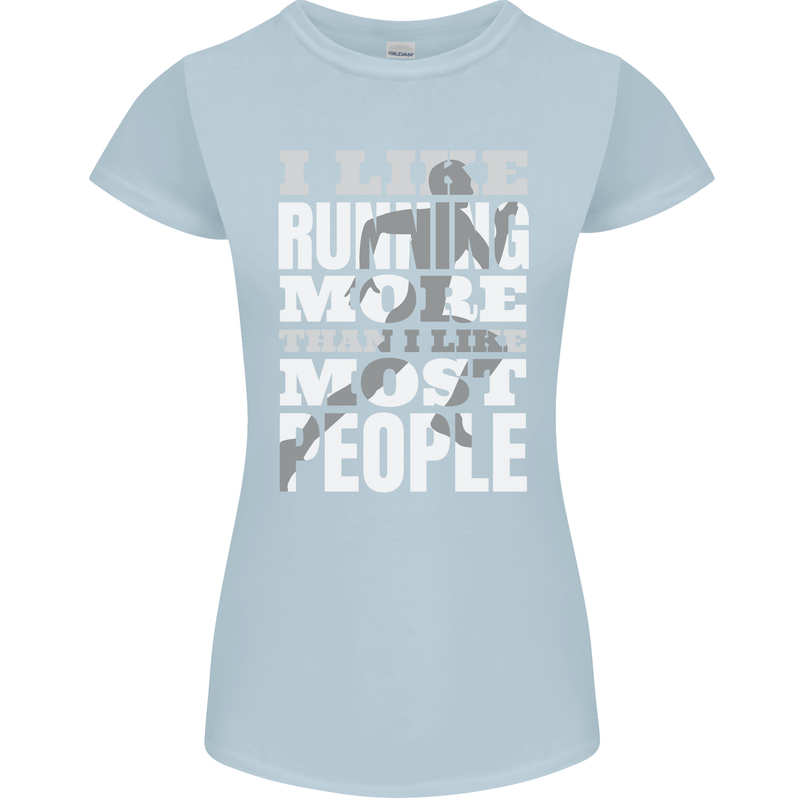 I Like Running Cross Country Marathon Runner Womens Petite Cut T-Shirt Light Blue
