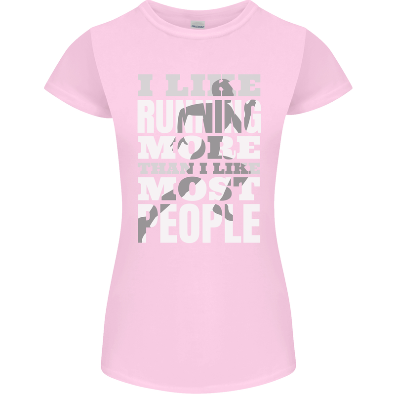 I Like Running Cross Country Marathon Runner Womens Petite Cut T-Shirt Light Pink