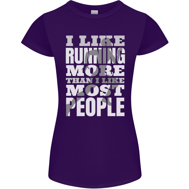 I Like Running Cross Country Marathon Runner Womens Petite Cut T-Shirt Purple