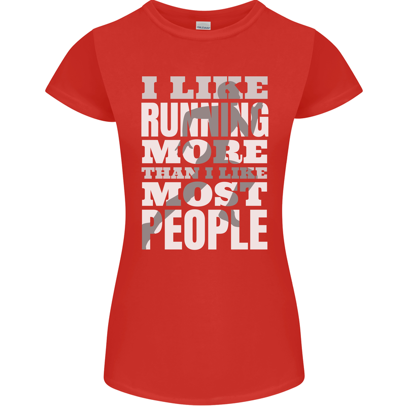 I Like Running Cross Country Marathon Runner Womens Petite Cut T-Shirt Red