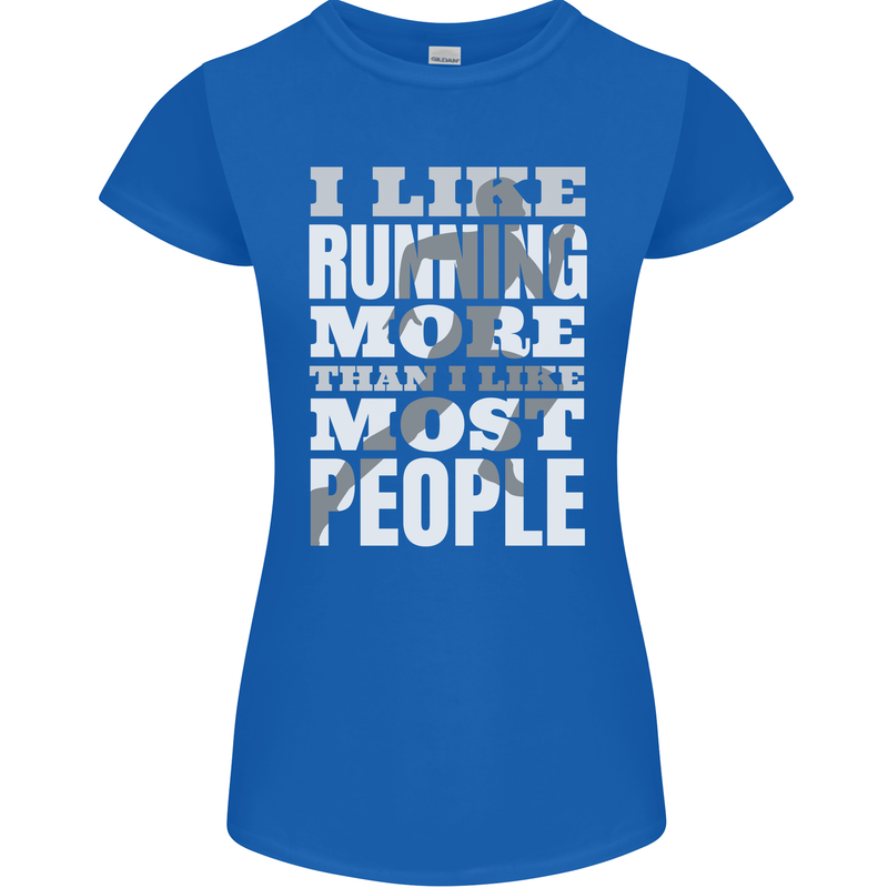 I Like Running Cross Country Marathon Runner Womens Petite Cut T-Shirt Royal Blue