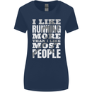 I Like Running Cross Country Marathon Runner Womens Wider Cut T-Shirt Navy Blue