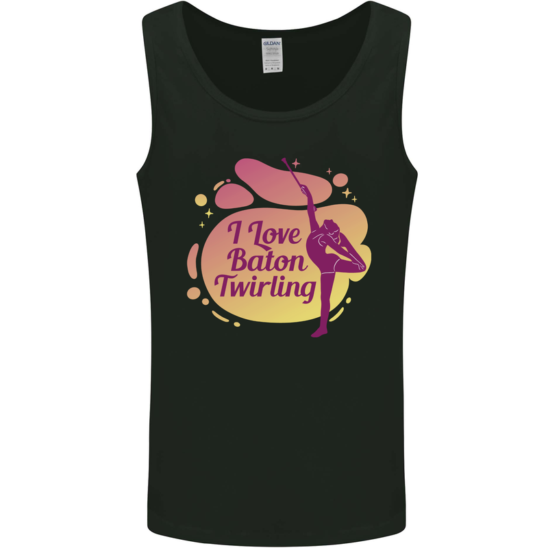 I Love Baton Twirling Gymnastics Mens Vest Tank Top Black