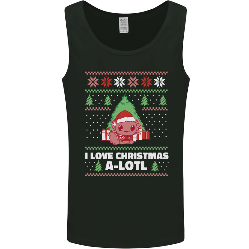 I Love Christmas A-Lotl Funny Axolotl Xmas Mens Vest Tank Top Black