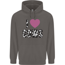 I Love Cows Mens 80% Cotton Hoodie Charcoal
