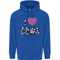 I Love Cows Mens 80% Cotton Hoodie Royal Blue