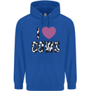 I Love Cows Mens 80% Cotton Hoodie Royal Blue