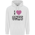 I Love Cows Mens 80% Cotton Hoodie White