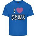 I Love Cows Mens Cotton T-Shirt Tee Top Royal Blue