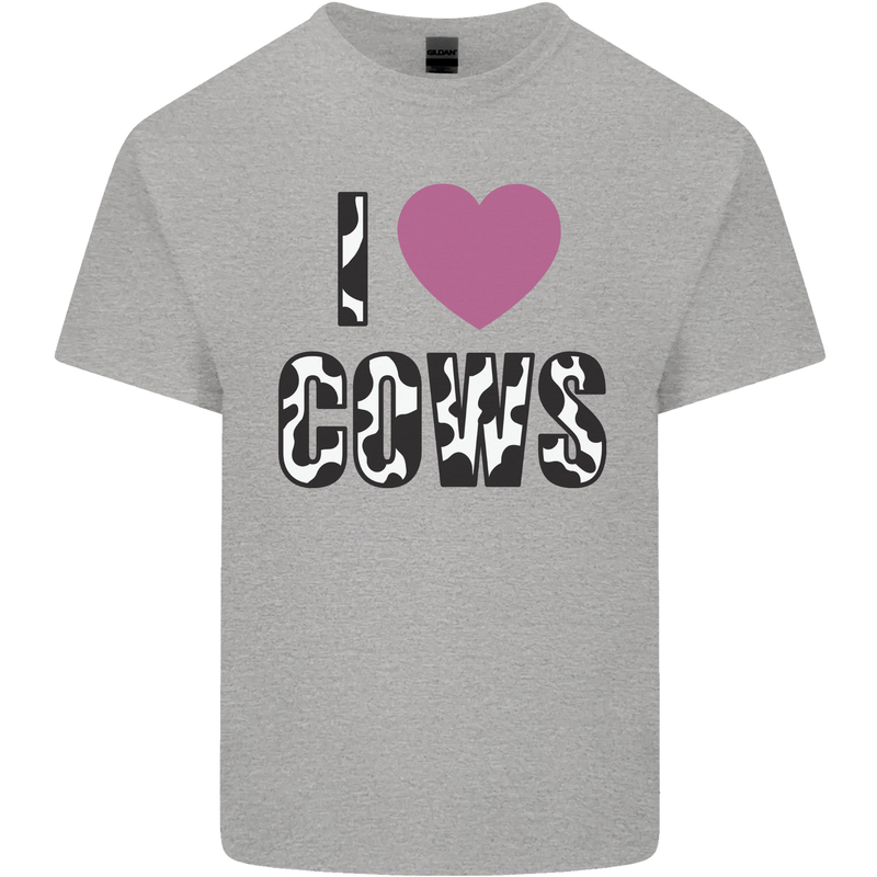 I Love Cows Mens Cotton T-Shirt Tee Top Sports Grey