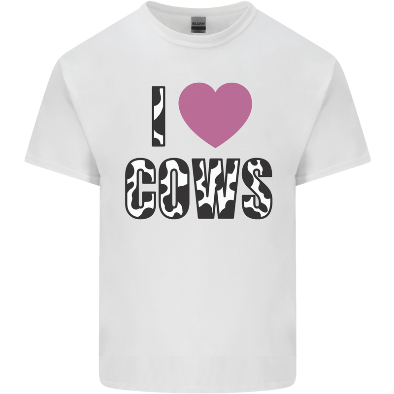 I Love Cows Mens Cotton T-Shirt Tee Top White