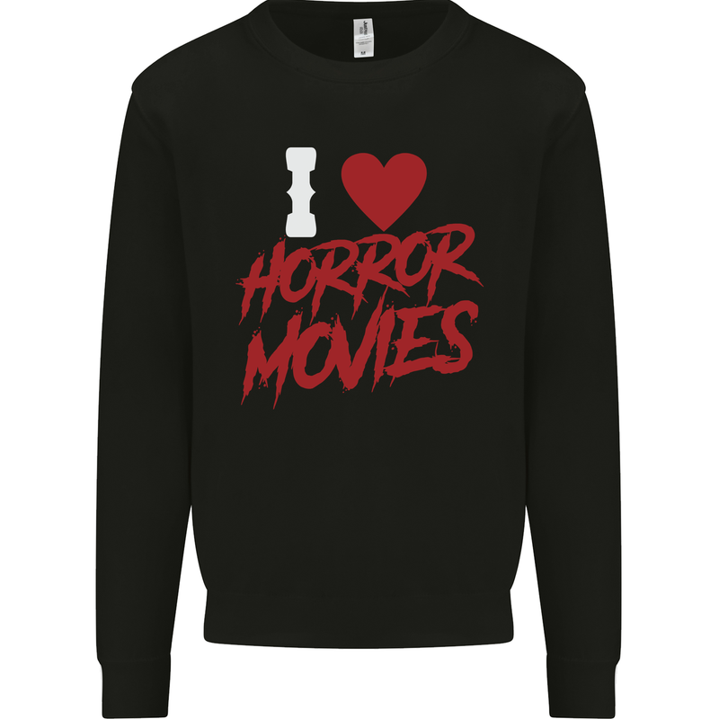 I Love Horror Movies Kids Sweatshirt Jumper Black