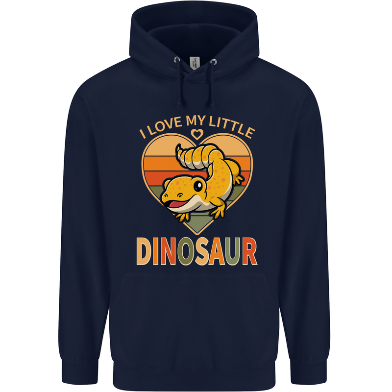 I Love My Little Dragon Bearded Dragon Childrens Kids Hoodie Navy Blue