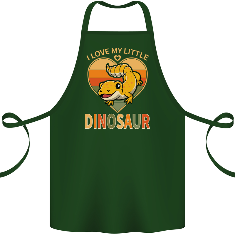 I Love My Little Dragon Bearded Dragon Cotton Apron 100% Organic Forest Green