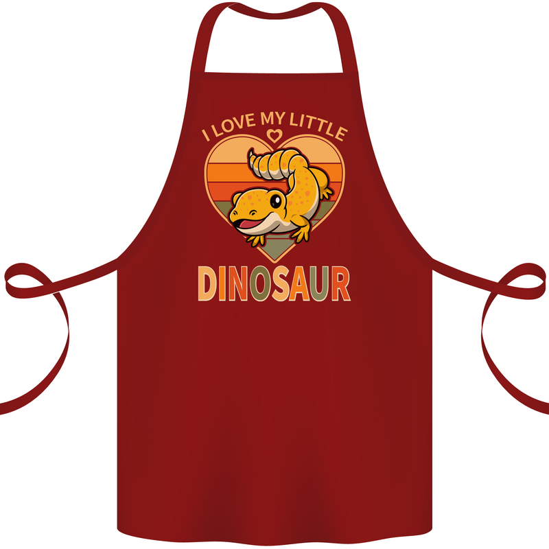 I Love My Little Dragon Bearded Dragon Cotton Apron 100% Organic Maroon