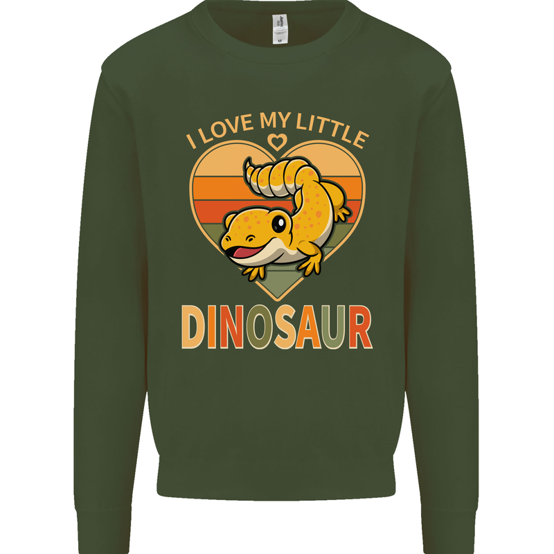 I Love My Little Dragon Bearded Dragon Kids Sweatshirt Jumper Forest Green