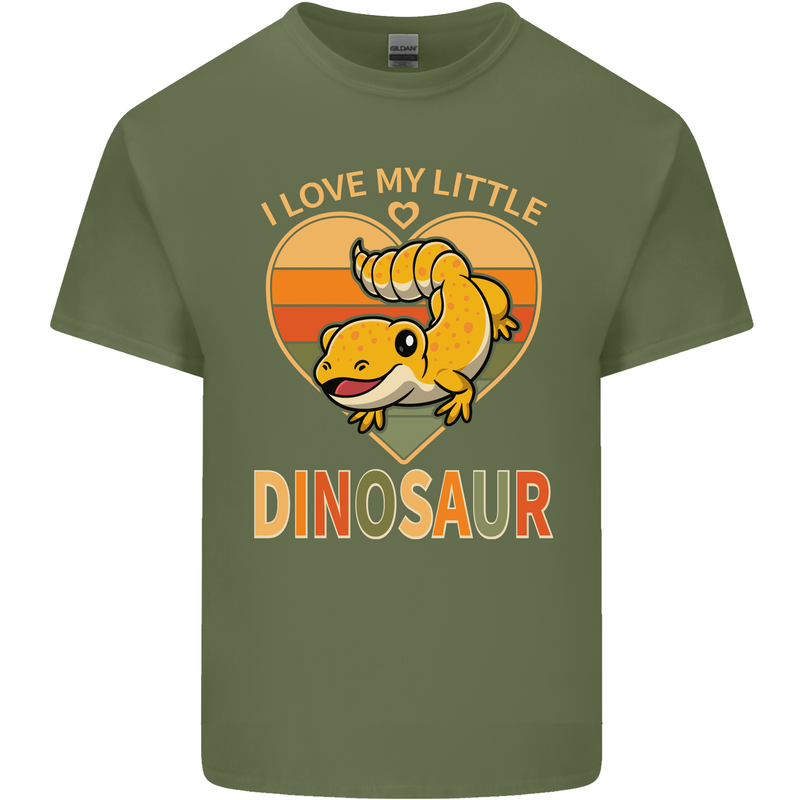 I Love My Little Dragon Bearded Dragon Mens Cotton T-Shirt Tee Top Military Green