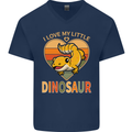 I Love My Little Dragon Bearded Dragon Mens V-Neck Cotton T-Shirt Navy Blue