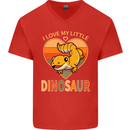 I Love My Little Dragon Bearded Dragon Mens V-Neck Cotton T-Shirt Red