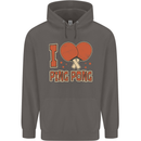 I Love Ping Pong Mens 80% Cotton Hoodie Charcoal