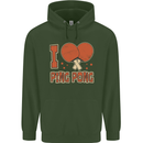 I Love Ping Pong Mens 80% Cotton Hoodie Forest Green