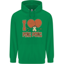 I Love Ping Pong Mens 80% Cotton Hoodie Irish Green