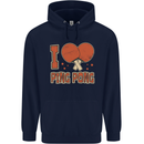 I Love Ping Pong Mens 80% Cotton Hoodie Navy Blue