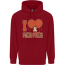 I Love Ping Pong Mens 80% Cotton Hoodie Red