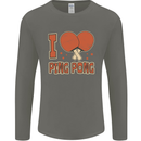 I Love Ping Pong Mens Long Sleeve T-Shirt Charcoal