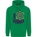 I Love Science Physics Chemistry Biology Geek Childrens Kids Hoodie Irish Green