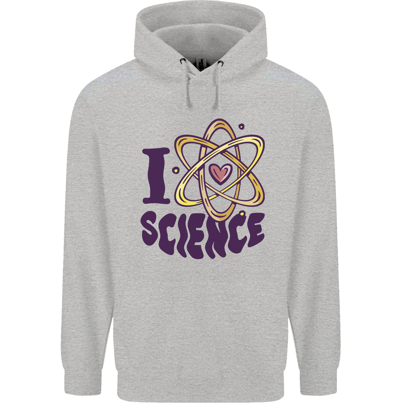 I Love Science Physics Chemistry Biology Geek Childrens Kids Hoodie Sports Grey