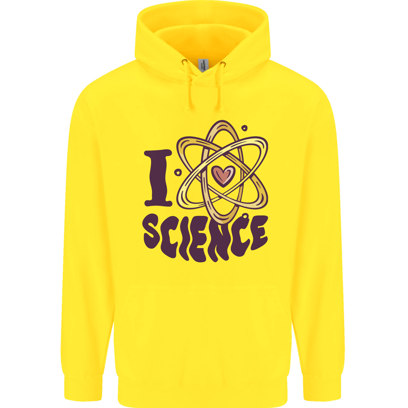 I Love Science Physics Chemistry Biology Geek Childrens Kids Hoodie Yellow