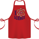 I Love Science Physics Chemistry Biology Geek Cotton Apron 100% Organic Red