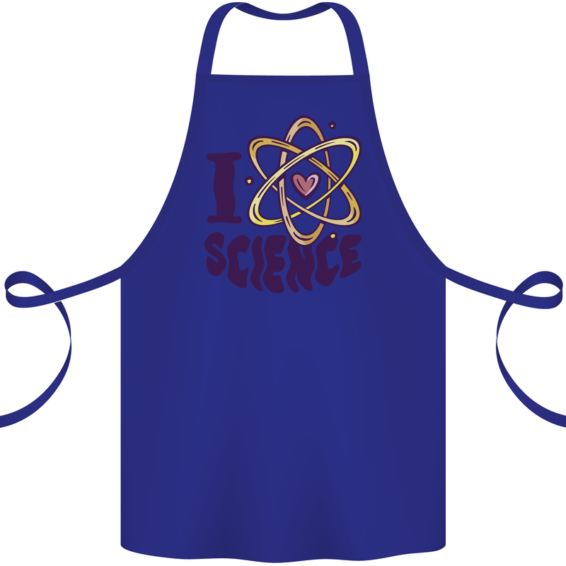 I Love Science Physics Chemistry Biology Geek Cotton Apron 100% Organic Royal Blue