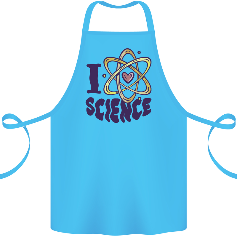 I Love Science Physics Chemistry Biology Geek Cotton Apron 100% Organic Turquoise