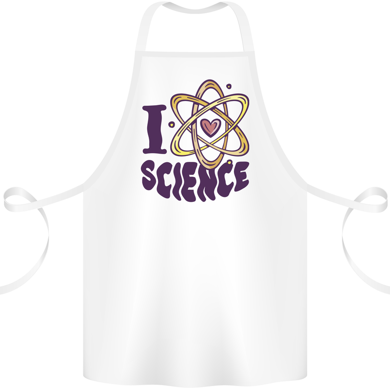 I Love Science Physics Chemistry Biology Geek Cotton Apron 100% Organic White