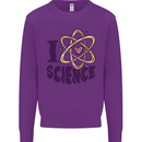 I Love Science Physics Chemistry Biology Geek Kids Sweatshirt Jumper Purple