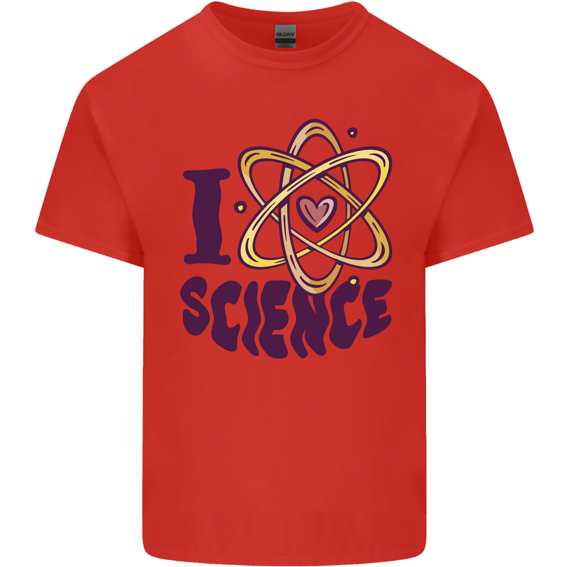 I Love Science Physics Chemistry Biology Geek Kids T-Shirt Childrens Red