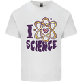I Love Science Physics Chemistry Biology Geek Kids T-Shirt Childrens White