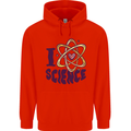 I Love Science Physics Chemistry Biology Geek Mens 80% Cotton Hoodie Bright Red