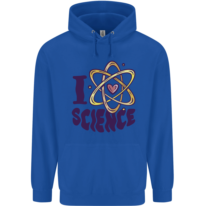 I Love Science Physics Chemistry Biology Geek Mens 80% Cotton Hoodie Royal Blue