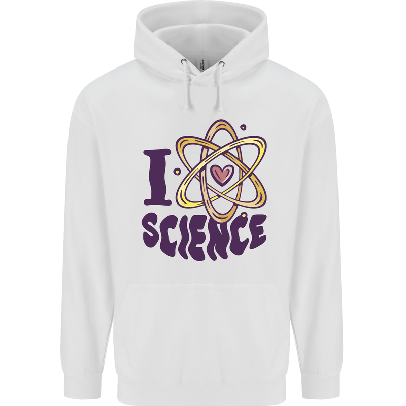 I Love Science Physics Chemistry Biology Geek Mens 80% Cotton Hoodie White