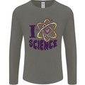 I Love Science Physics Chemistry Biology Geek Mens Long Sleeve T-Shirt Charcoal