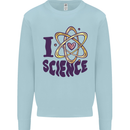 I Love Science Physics Chemistry Biology Geek Mens Sweatshirt Jumper Light Blue